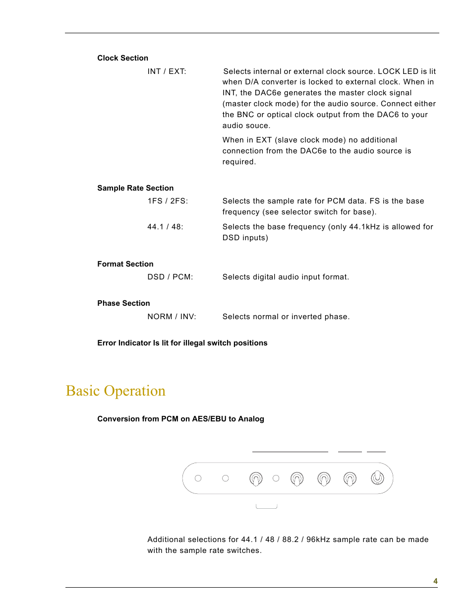 Basic operation | EMM Labs DAC6e User Manual | Page 4 / 7