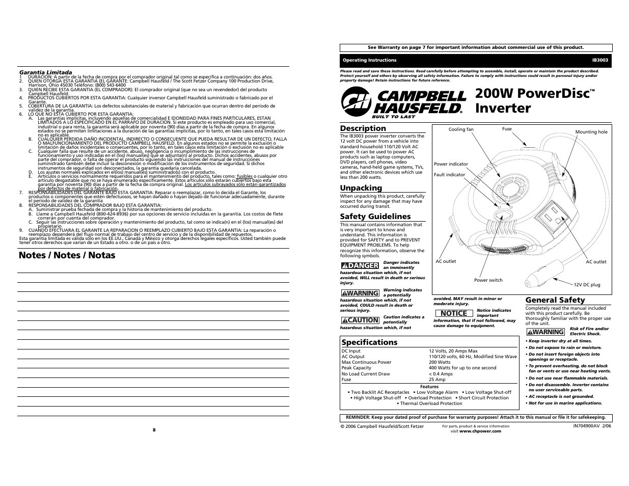 Campbell Hausfeld POWERDISC IB3003 User Manual | 4 pages