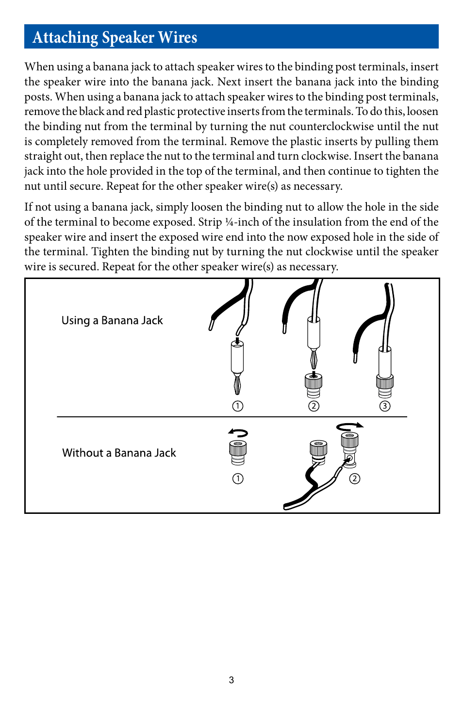 Attaching speaker wires | EMP Tek EF30 User Manual | Page 4 / 8