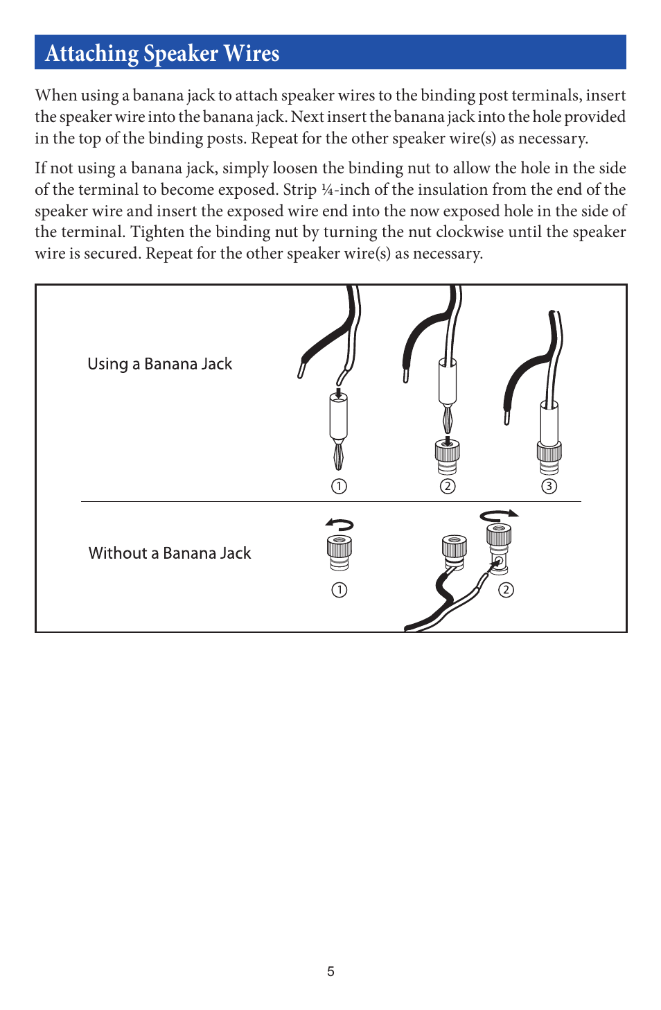 Attaching speaker wires | EMP Tek EF50 User Manual | Page 6 / 8