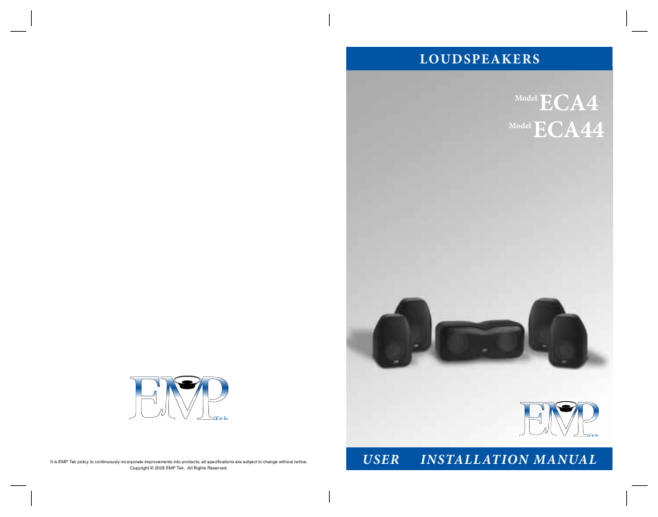 Eca4, Eca44, Loudspeakers | User & installation manual | EMP Tek ECA-44 User Manual | Page 10 / 10