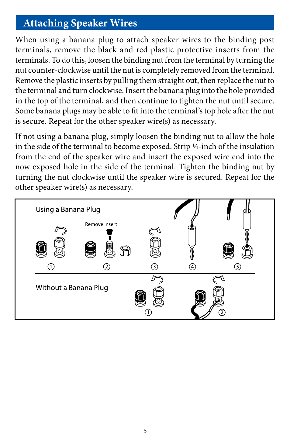Attaching speaker wires | EMP Tek ECA-44 User Manual | Page 6 / 10
