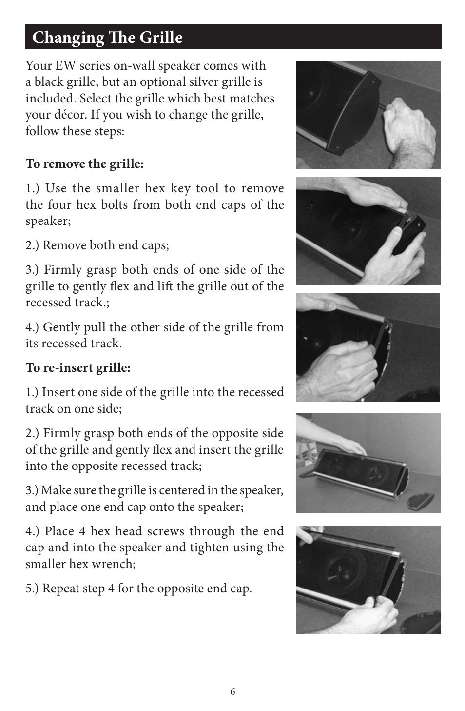 Changing the grille | EMP Tek EW35 User Manual | Page 7 / 10