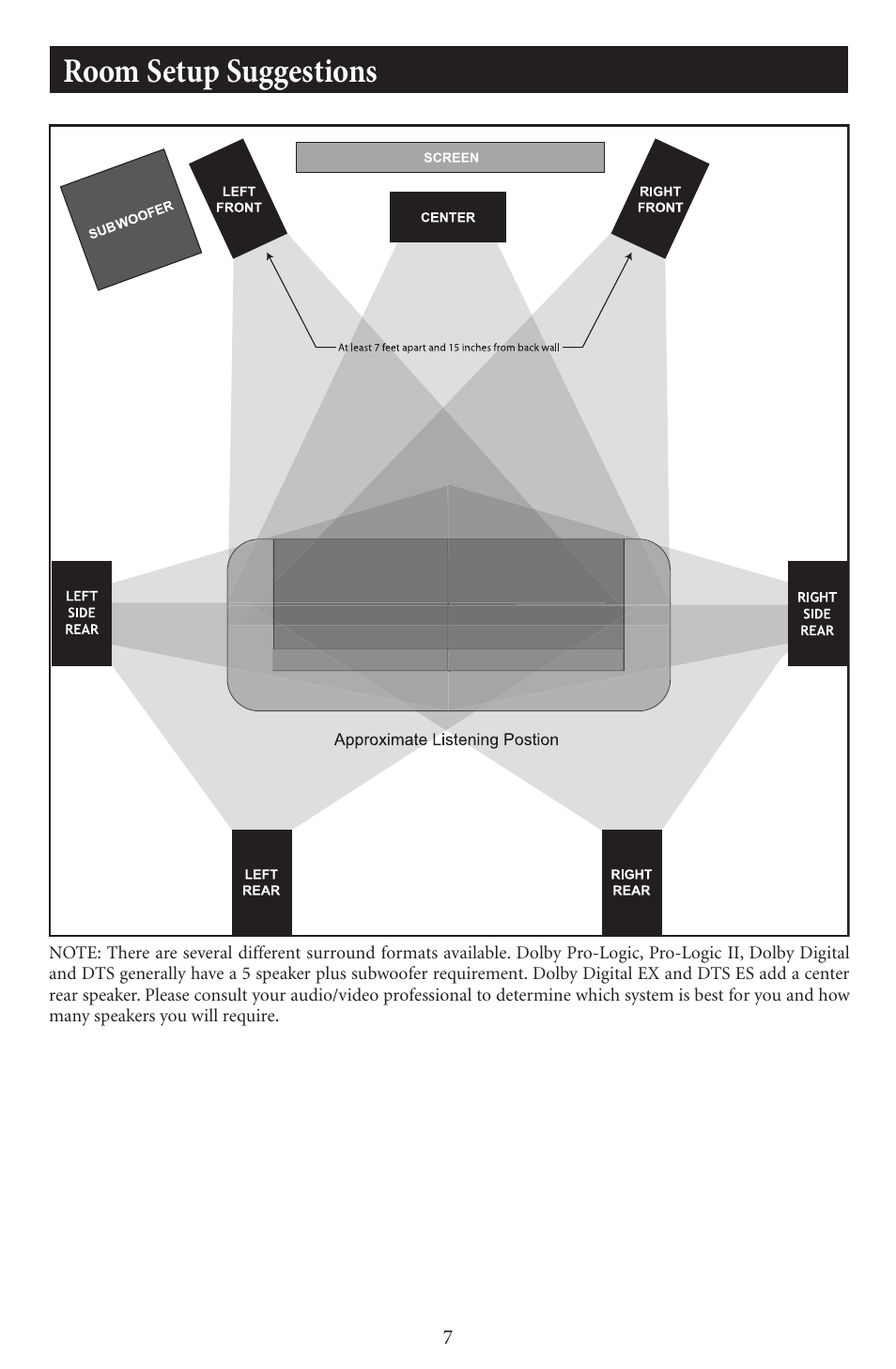 Room setup suggestions | EMP Tek E3 Series Speakers User Manual | Page 7 / 12