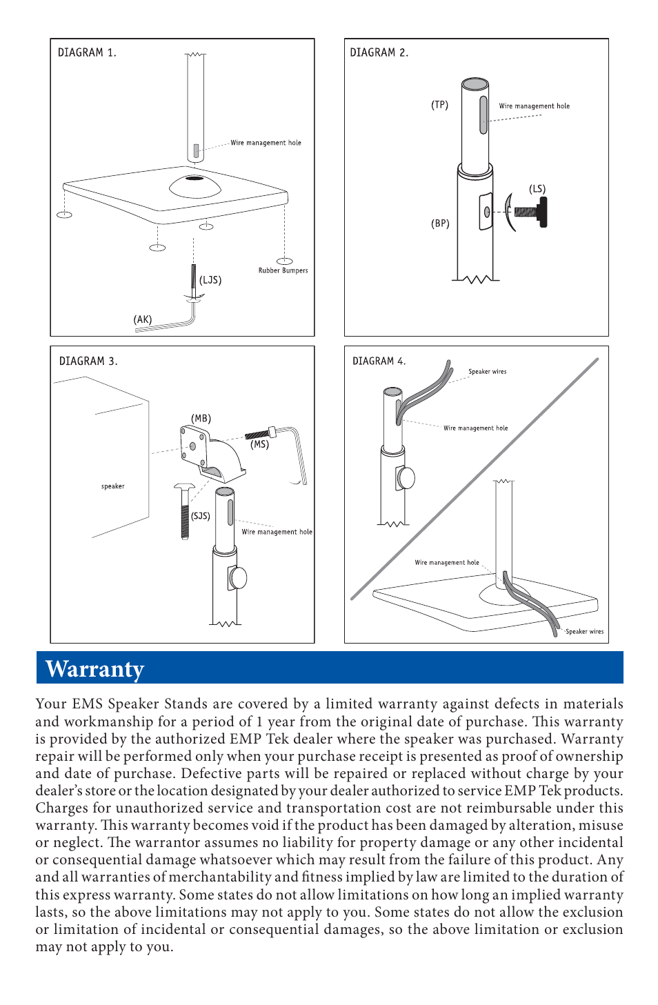 Warranty | EMP Tek EMS User Manual | Page 3 / 4