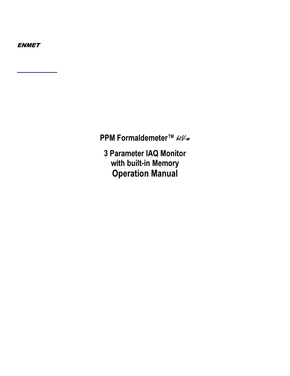 ENMET PPM Formaldemeter™ htV-m User Manual | 19 pages