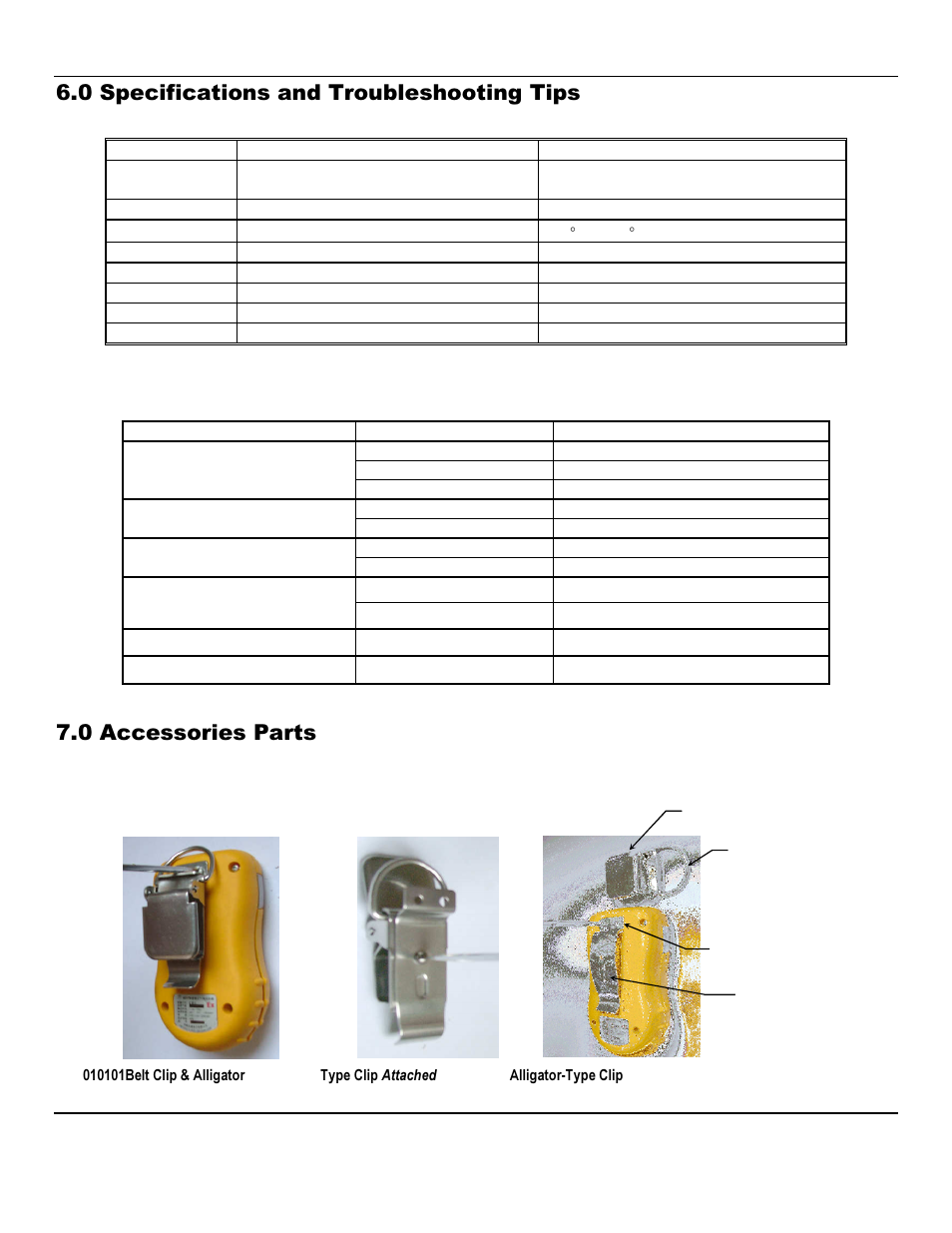 0 specifications and troubleshooting tips, 0 accessories parts | ENMET RECON Series User Manual | Page 13 / 16