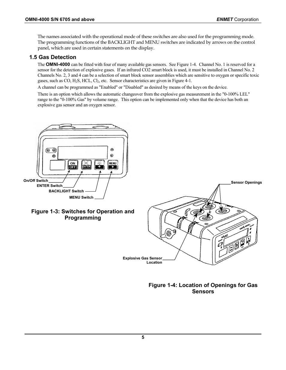 5 gas detection | ENMET OMNI-4000 User Manual | Page 11 / 72