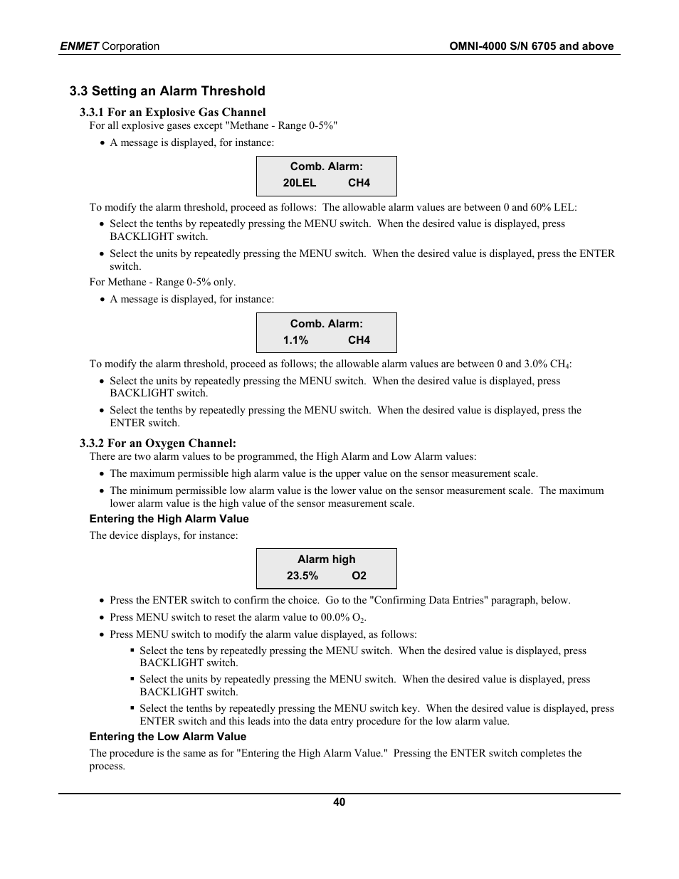 ENMET OMNI-4000 User Manual | Page 46 / 72