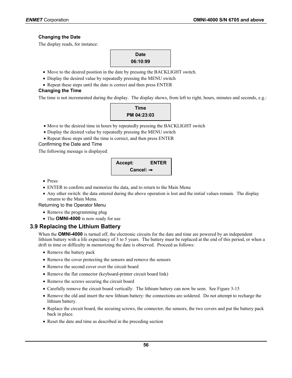 ENMET OMNI-4000 User Manual | Page 62 / 72