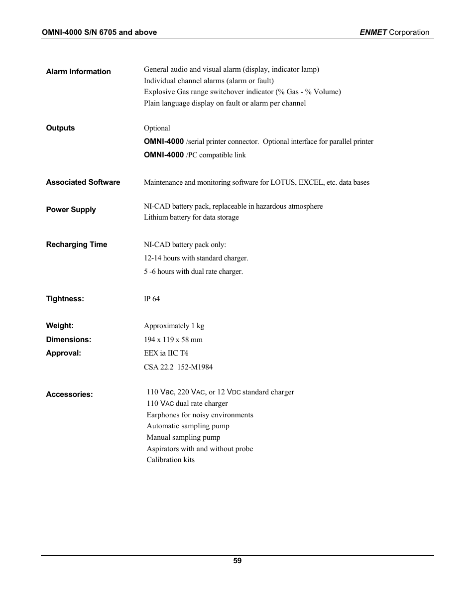 ENMET OMNI-4000 User Manual | Page 65 / 72