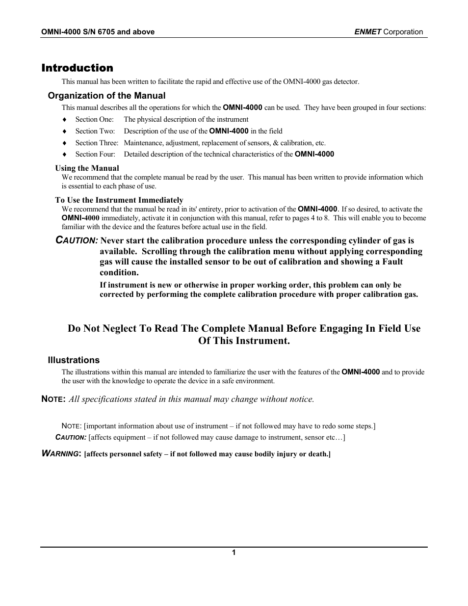 Introduction | ENMET OMNI-4000 User Manual | Page 7 / 72