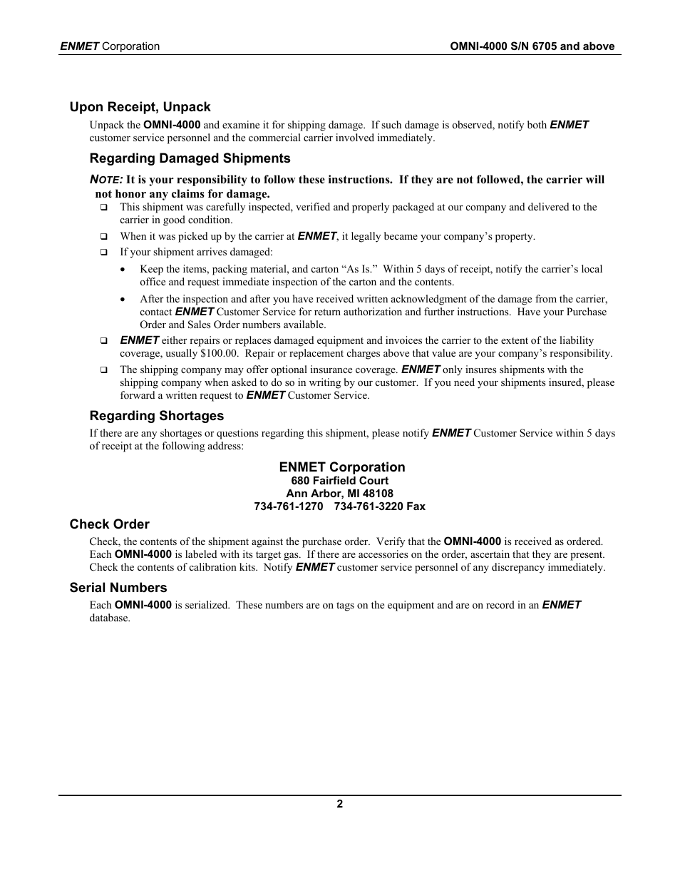 ENMET OMNI-4000 User Manual | Page 8 / 72