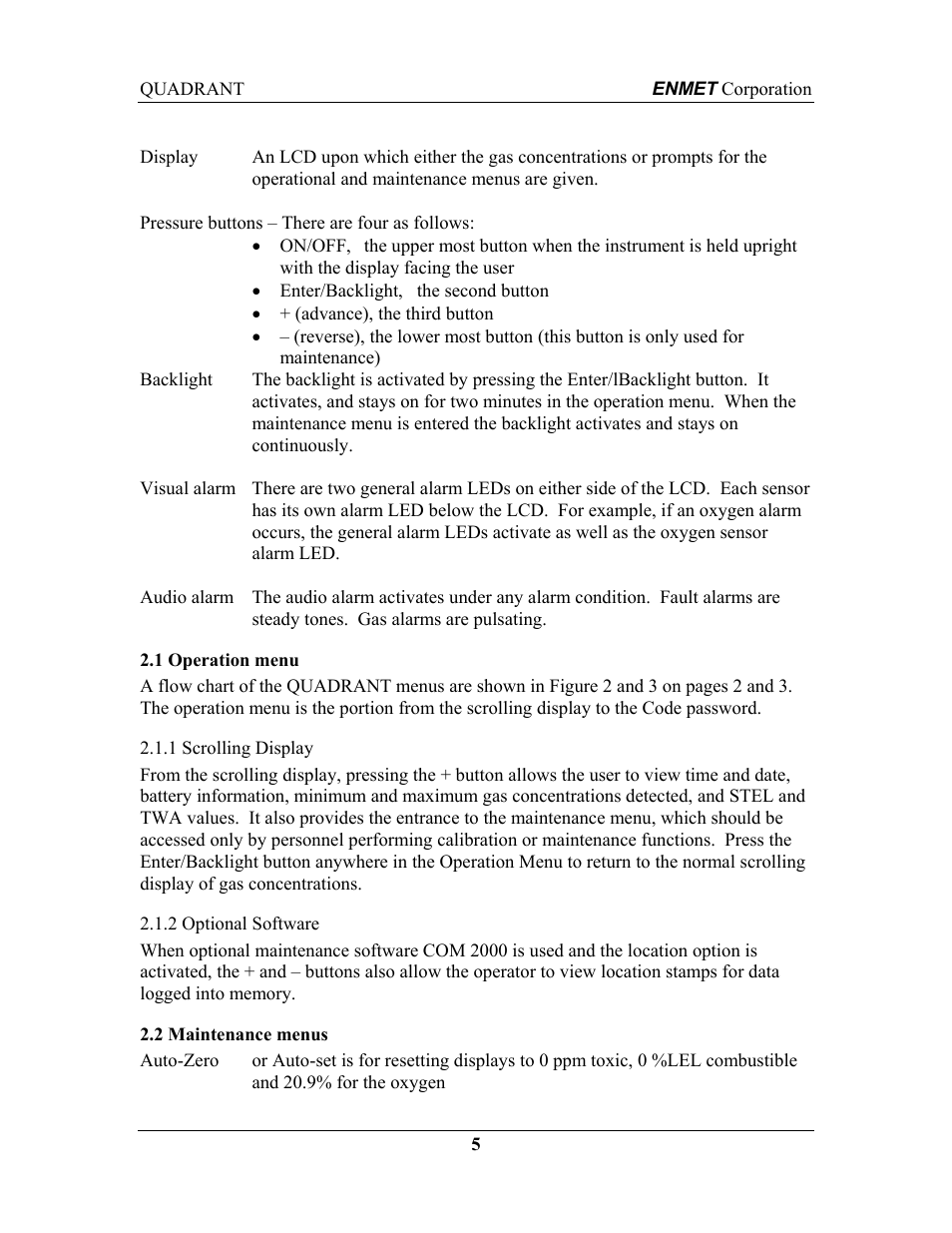 ENMET QUADRANT User Manual | Page 11 / 26