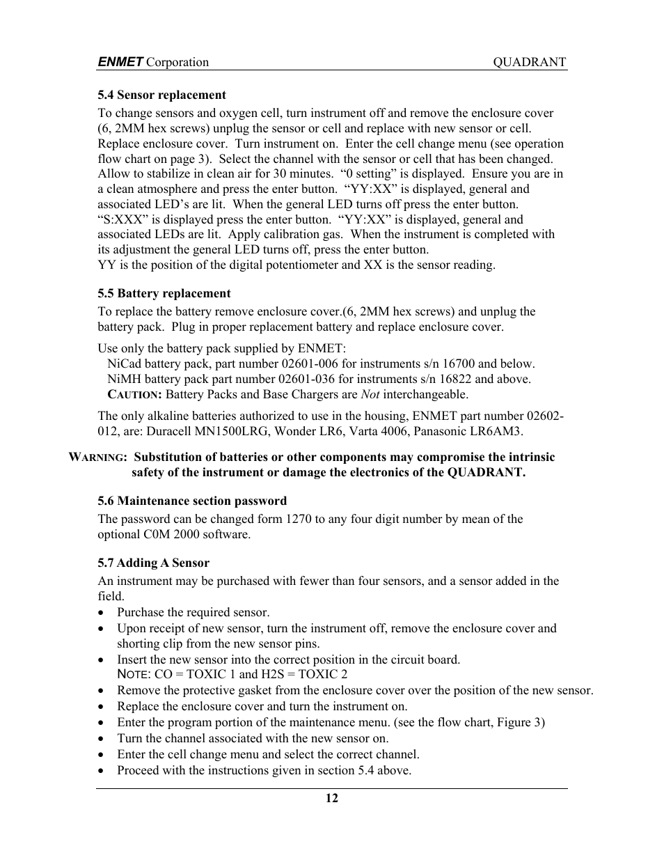 ENMET QUADRANT User Manual | Page 18 / 26