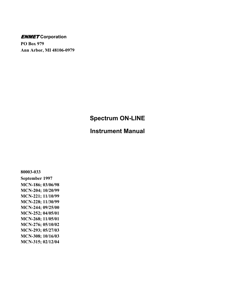 ENMET SPECTRUM ON-LINE User Manual | 30 pages
