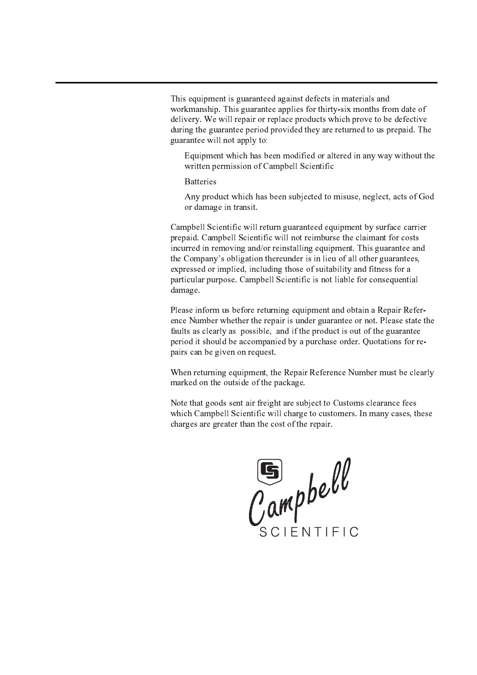 Guarantee | Campbell Hausfeld SM4M User Manual | Page 3 / 39
