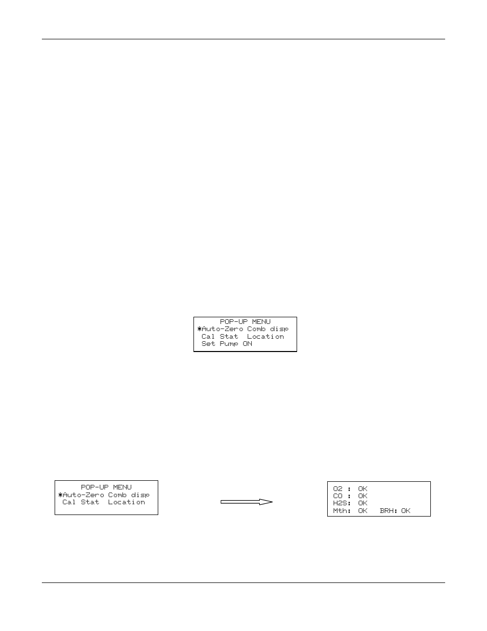 5 pop-up menu, Example: pop-up menu, Example: display, auto-zero from pop-up menu | ENMET TARGET User Manual | Page 10 / 36