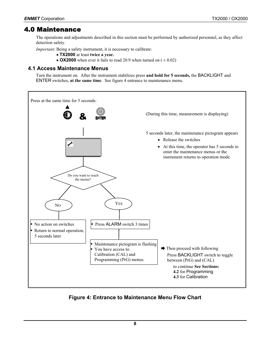 0 maintenance | ENMET OX-2000 User Manual | Page 12 / 24