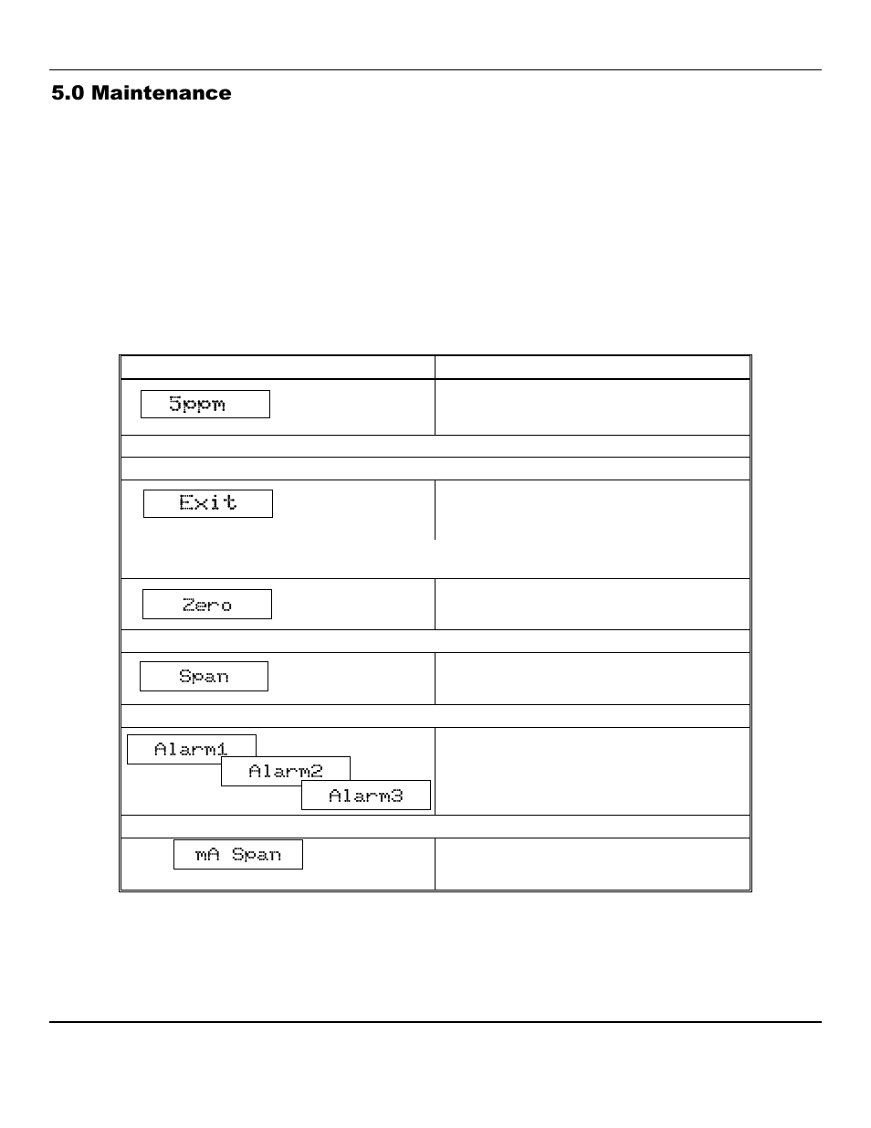 0 maintenance, 5ppm exit | ENMET AM-5175 User Manual | Page 11 / 21