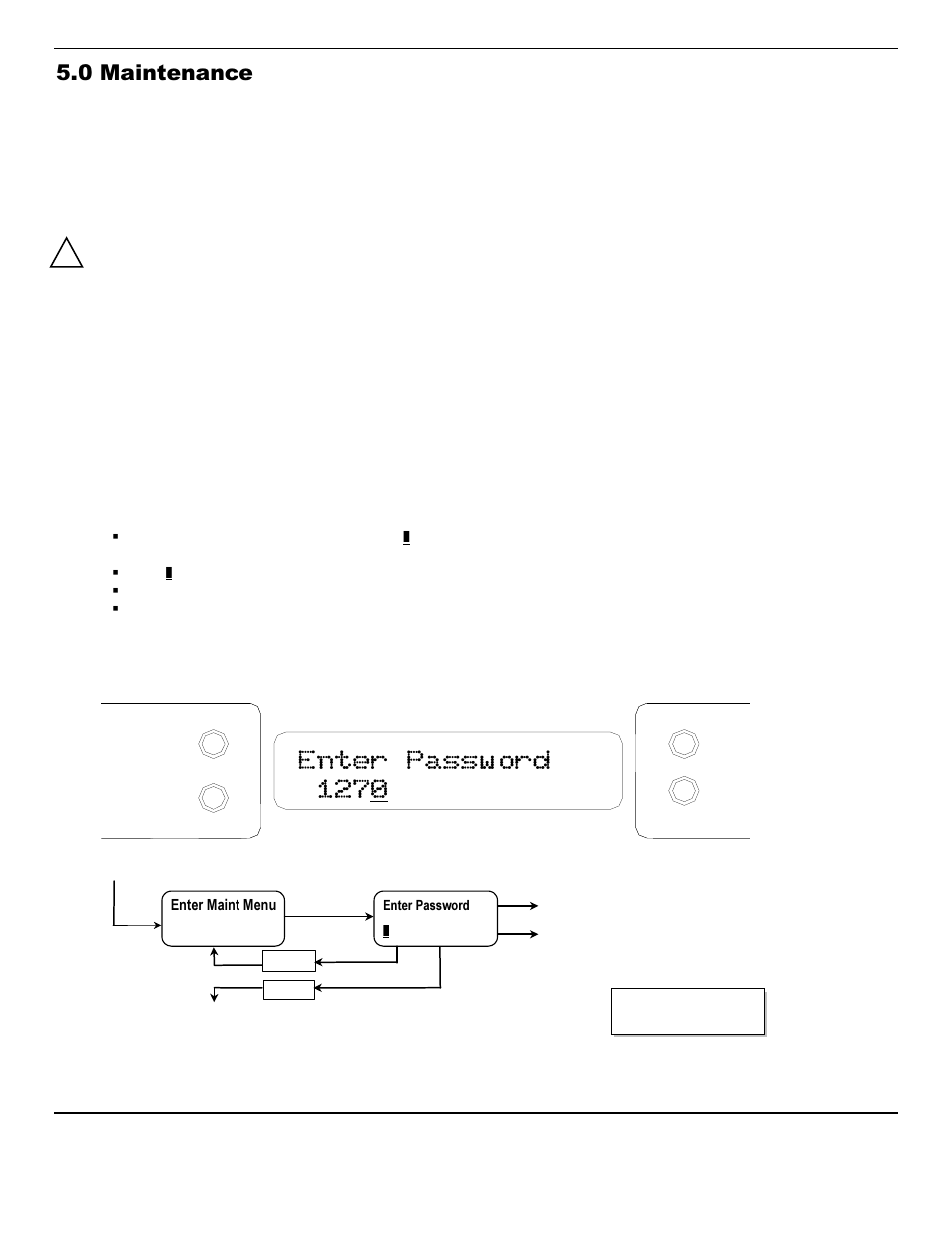 Enter password 1270, 0 maintenance, 1 cleaning instructions | 2 maintenance menu | ENMET PROAIR 2200 User Manual | Page 16 / 40