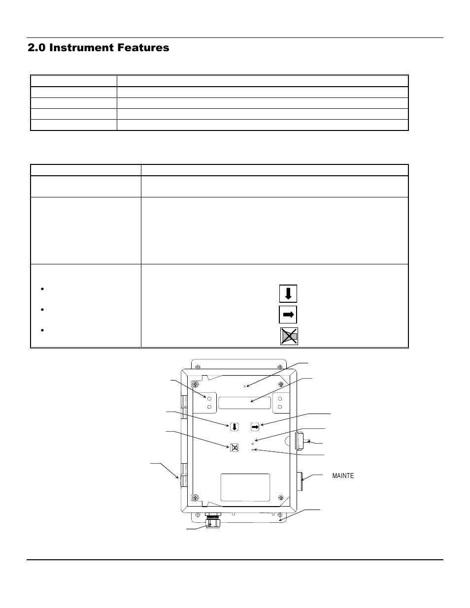 0 instrument features, 1 cp-60 exterior features, 2 display cp-60 front panel features | Figure 1: cp-60 external features | ENMET CP-60 User Manual | Page 5 / 23