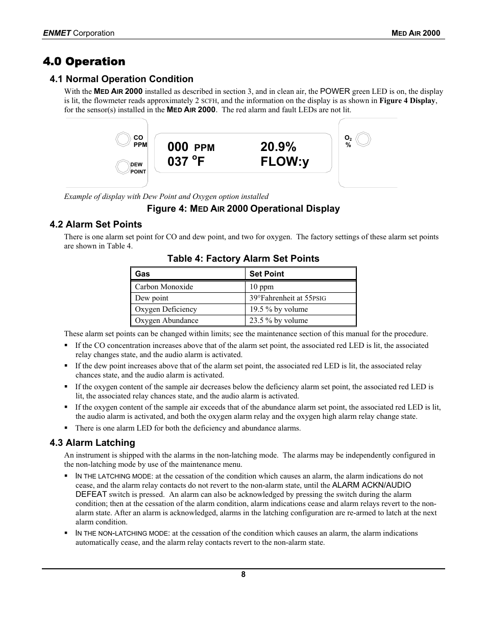 Fflow:y, 0 operation | ENMET MedAir 2000 User Manual | Page 12 / 30