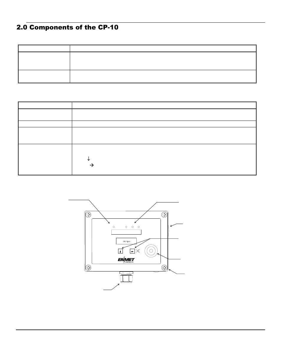 0 components of the cp-10 | ENMET CP-10 User Manual | Page 4 / 20