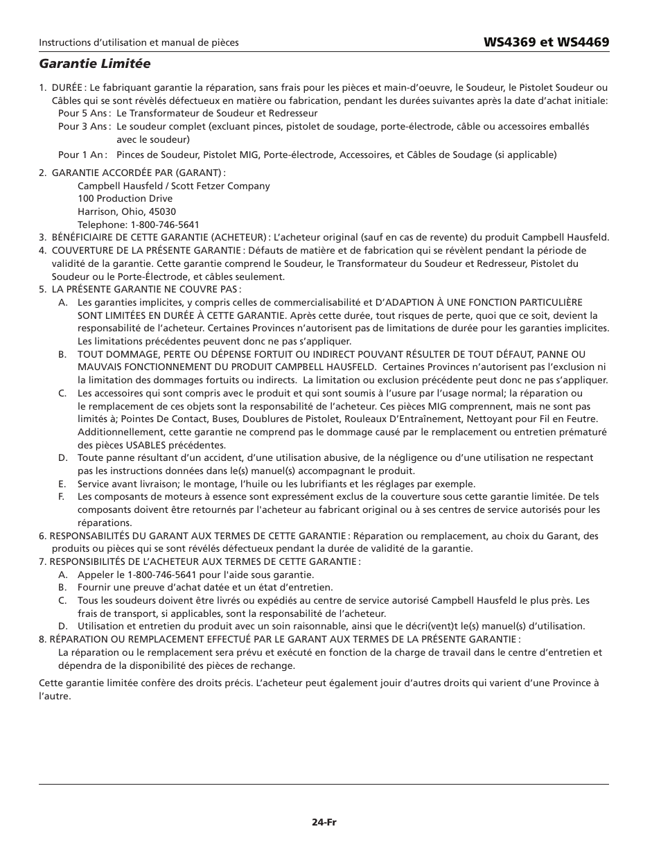 Campbell Hausfeld WS4369 User Manual | Page 24 / 48