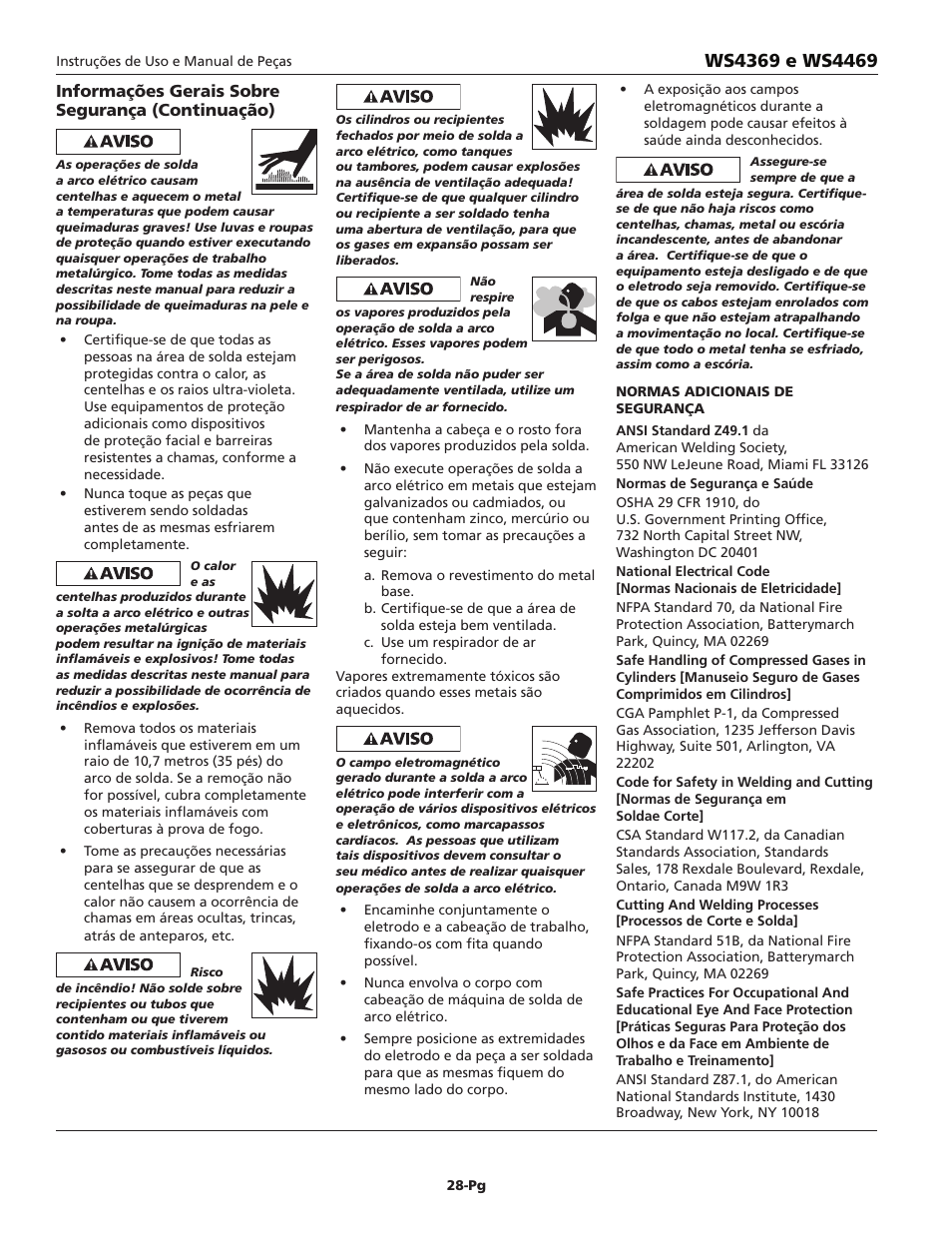 Informações gerais sobre segurança (continuação) | Campbell Hausfeld WS4369 User Manual | Page 28 / 48