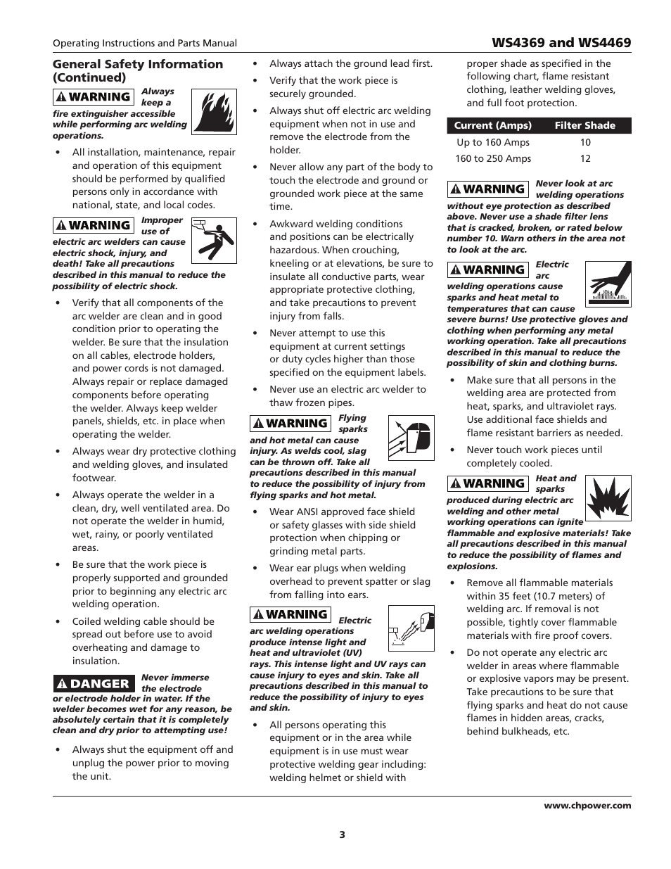 General safety information (continued) | Campbell Hausfeld WS4369 User Manual | Page 3 / 48