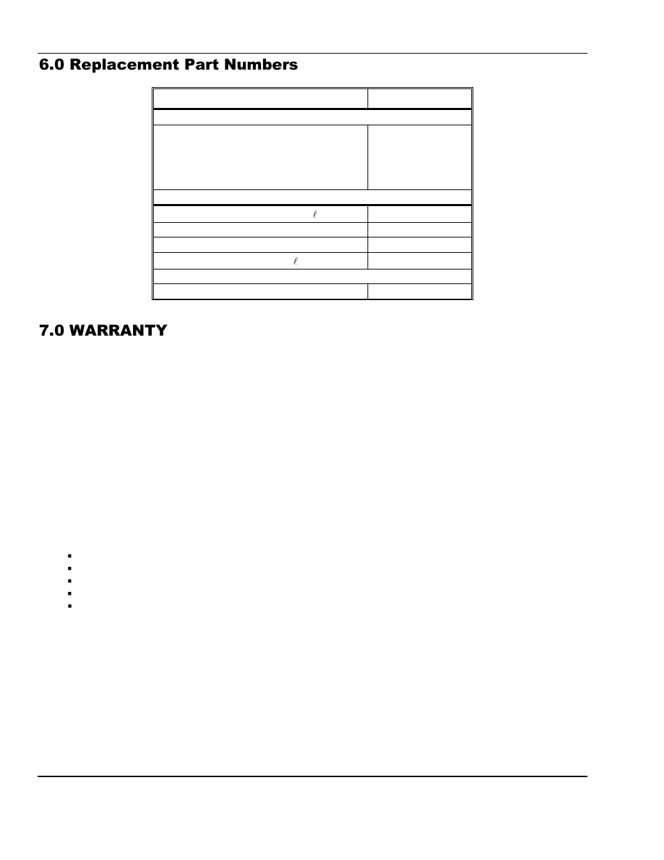 0 replacement part numbers, 0 warranty | ENMET EX-5130 User Manual | Page 14 / 16