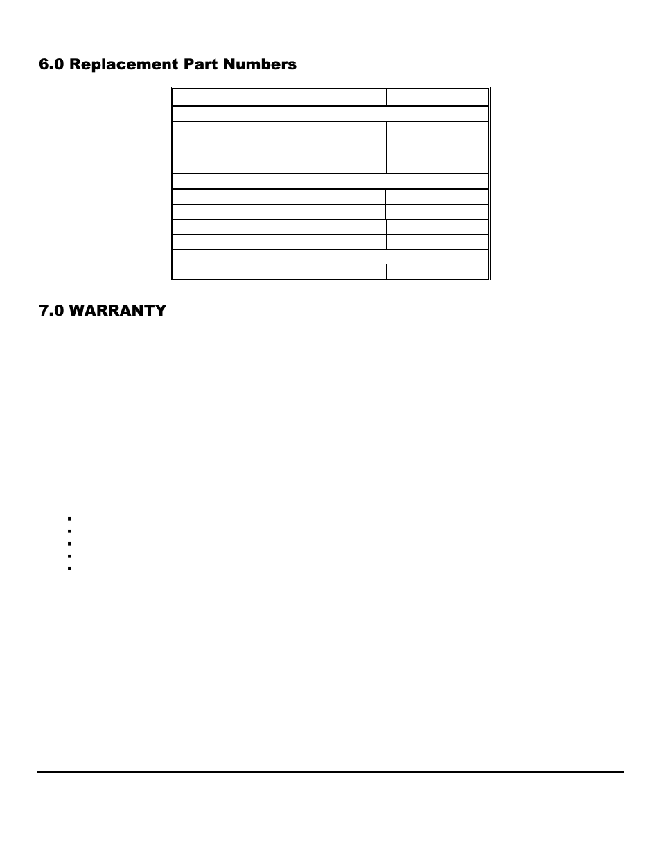 0 replacement part numbers, 0 warranty | ENMET EX-5155 User Manual | Page 16 / 19