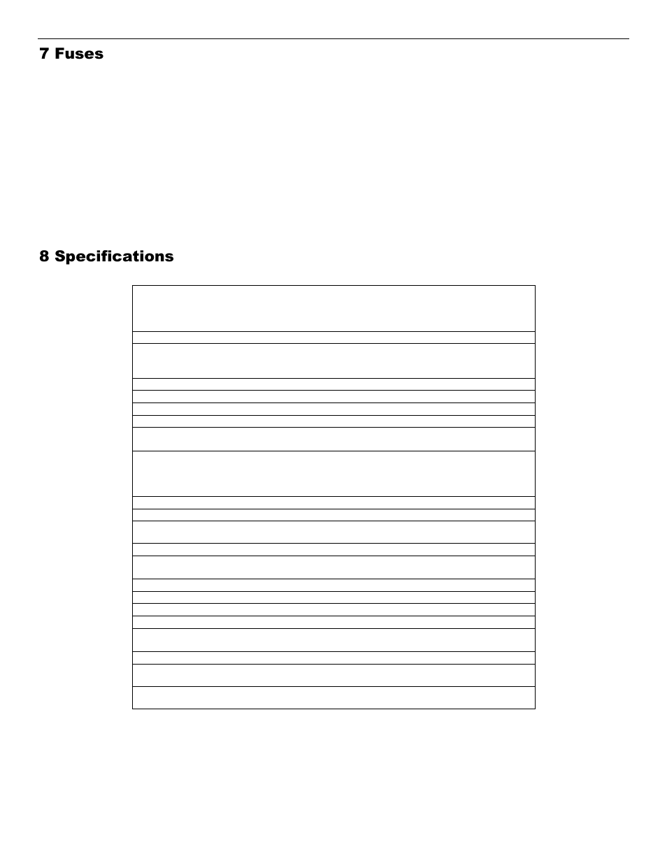 7 fuses, 8 specifications | ENMET EX-6100 Series User Manual | Page 17 / 28