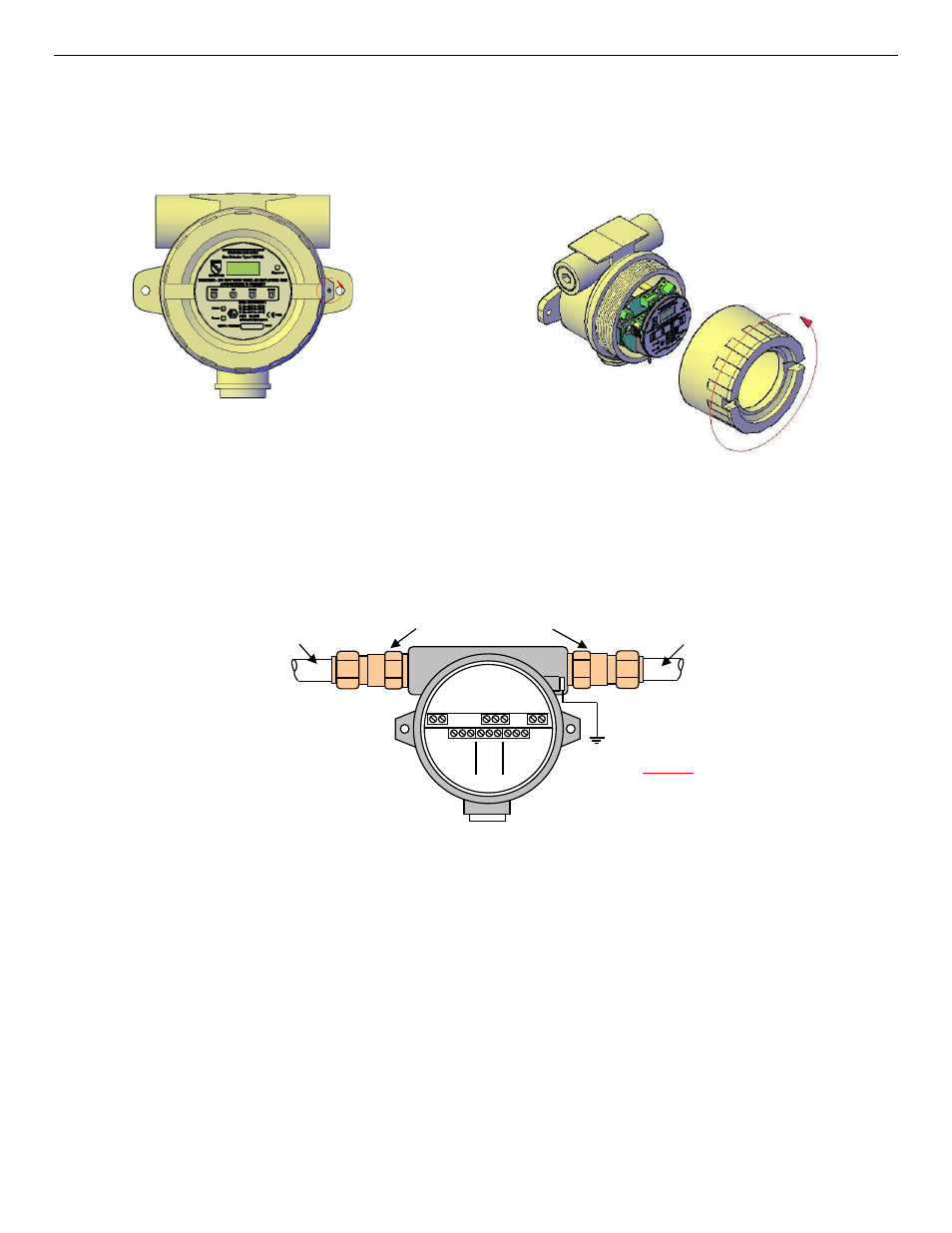 Figure 4: armored cable gland installation, Area must be declassified during installation, Ex-6100 | Enmet corporation | ENMET EX-6100 Series User Manual | Page 7 / 28