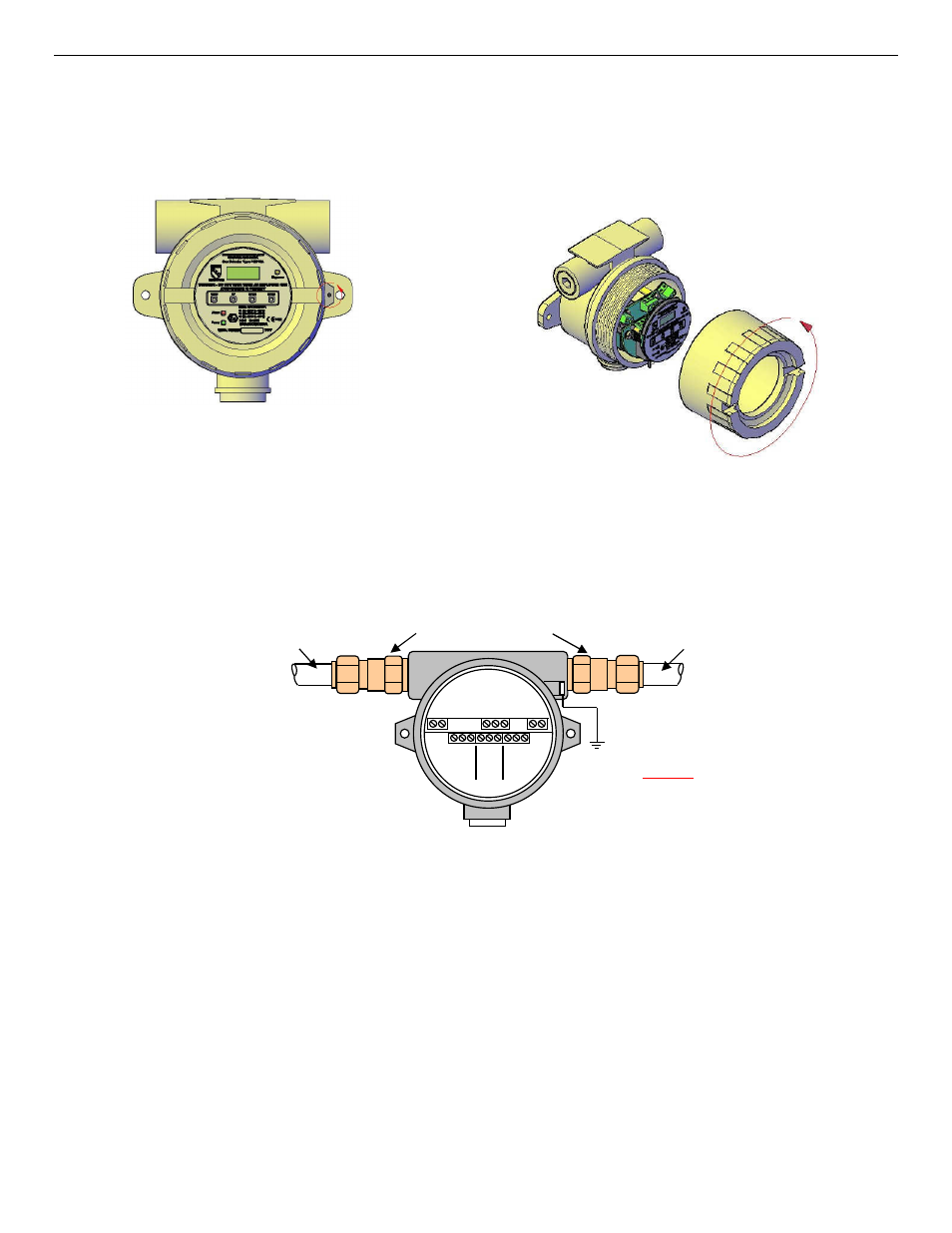 Figure 4: armored cable gland installation, Area must be declassified during installation, Ex-6175 | Enmet corporation | ENMET EX-6175 User Manual | Page 7 / 30