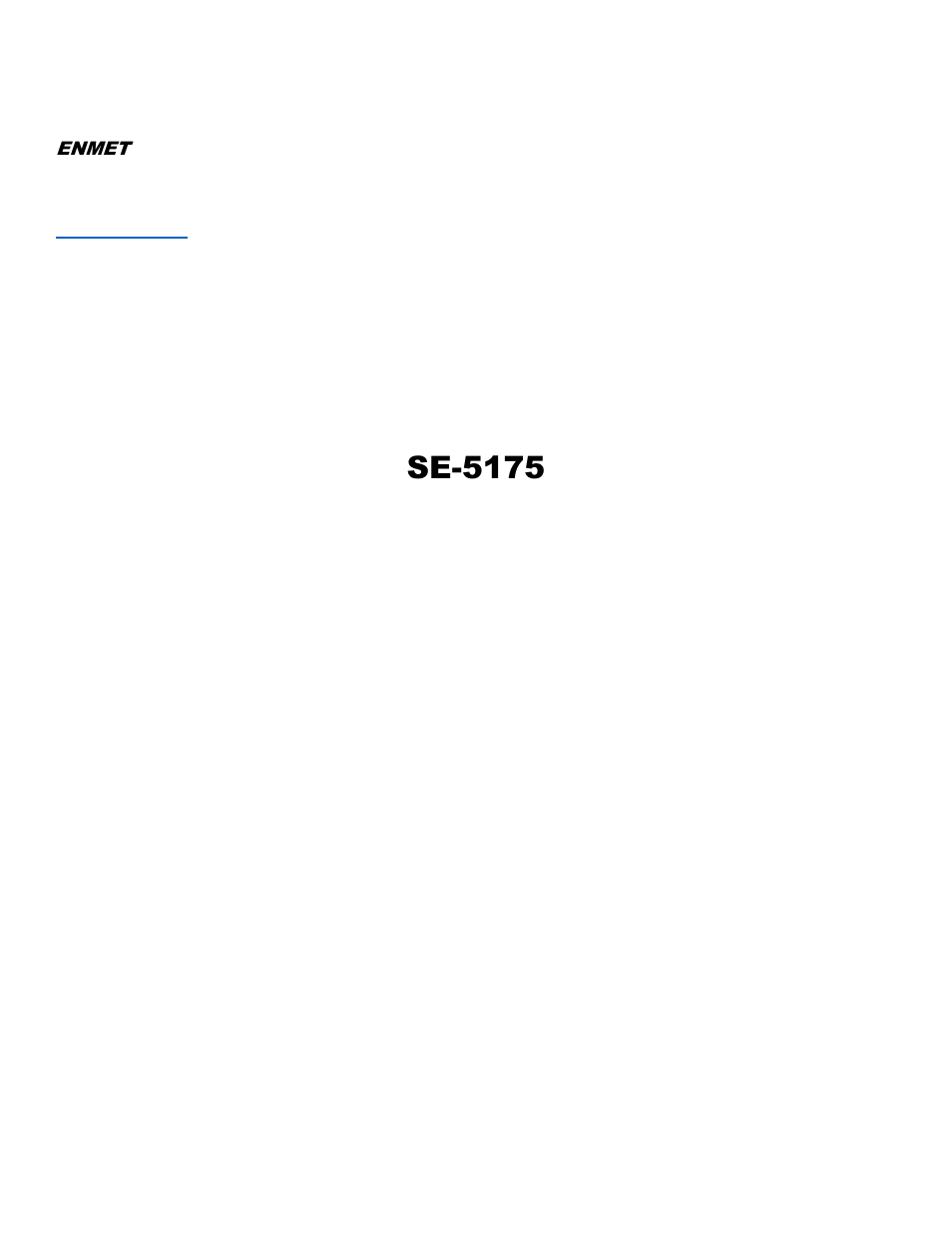 ENMET SE-5175 User Manual | 20 pages