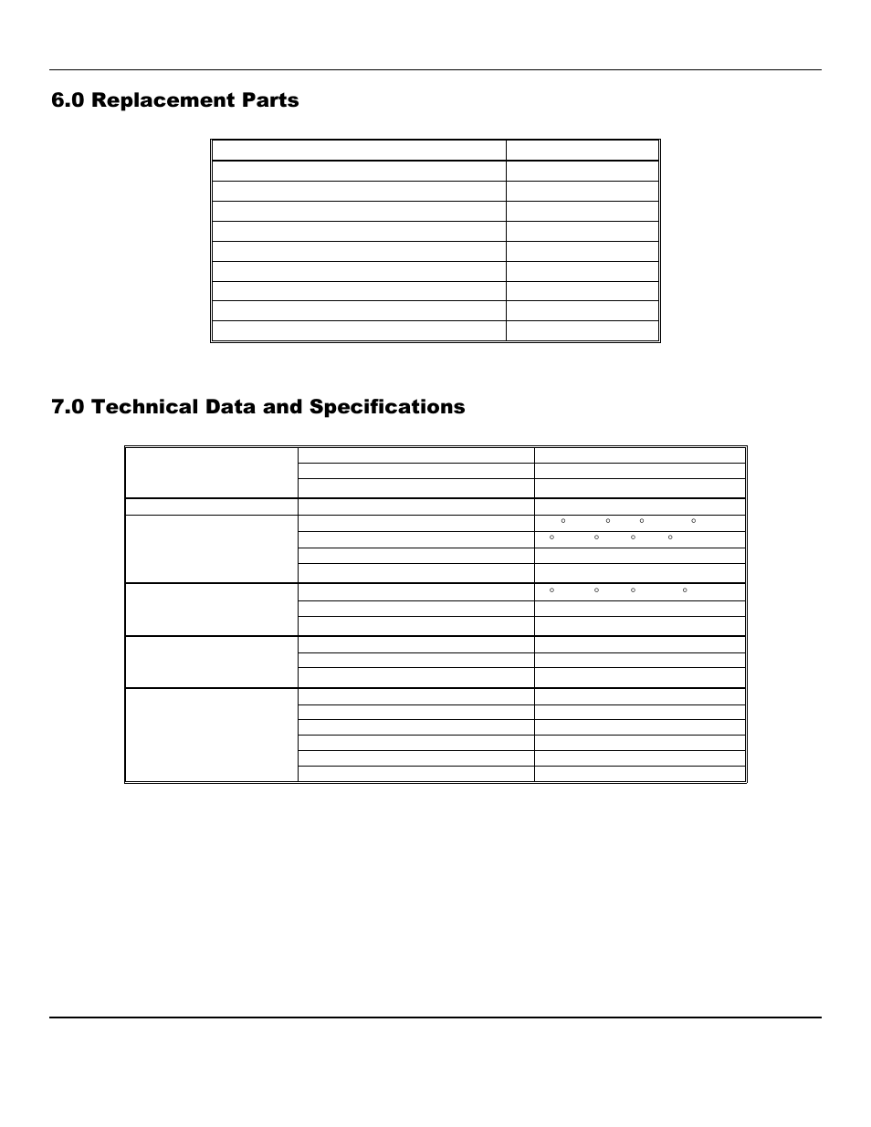 0 replacement parts, 0 technical data and specifications | ENMET SE-5175 User Manual | Page 17 / 20