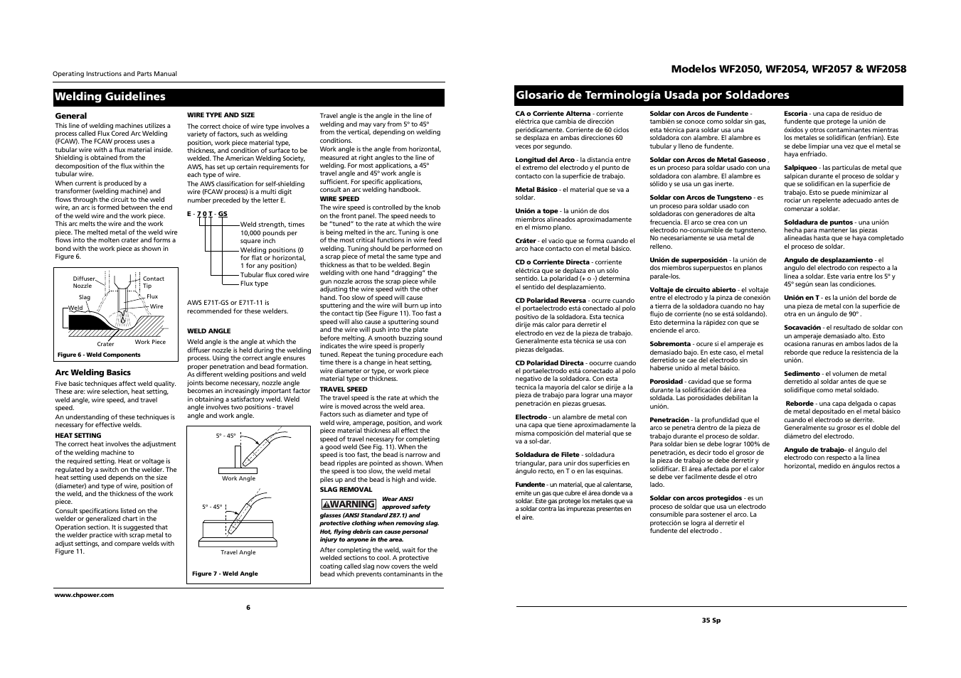 Welding guidelines, Glosario de terminología usada por soldadores | Campbell Hausfeld WF2058  EN User Manual | Page 6 / 20