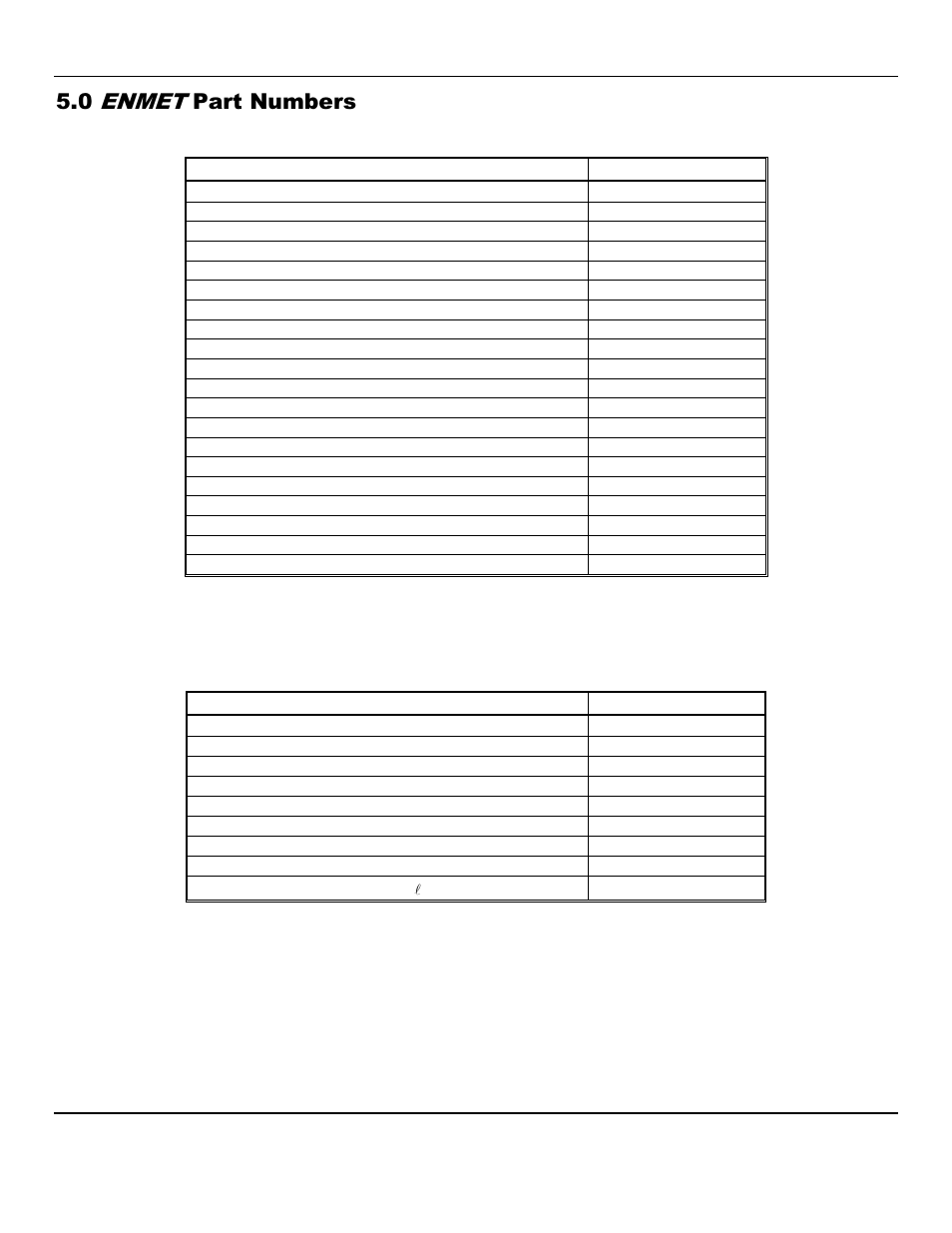 0 enmet part numbers, 1 replacement sensors, 2 calibration gases | ENMET EN Series User Manual | Page 8 / 19