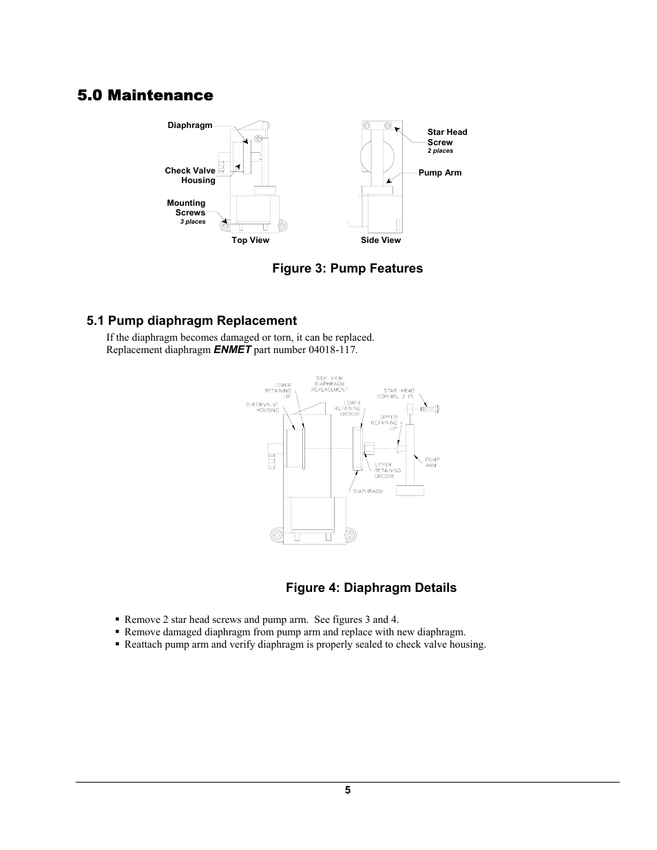 0 maintenance, Figure 4: diaphragm details | ENMET GS-24-DF Gas Sampler User Manual | Page 9 / 16