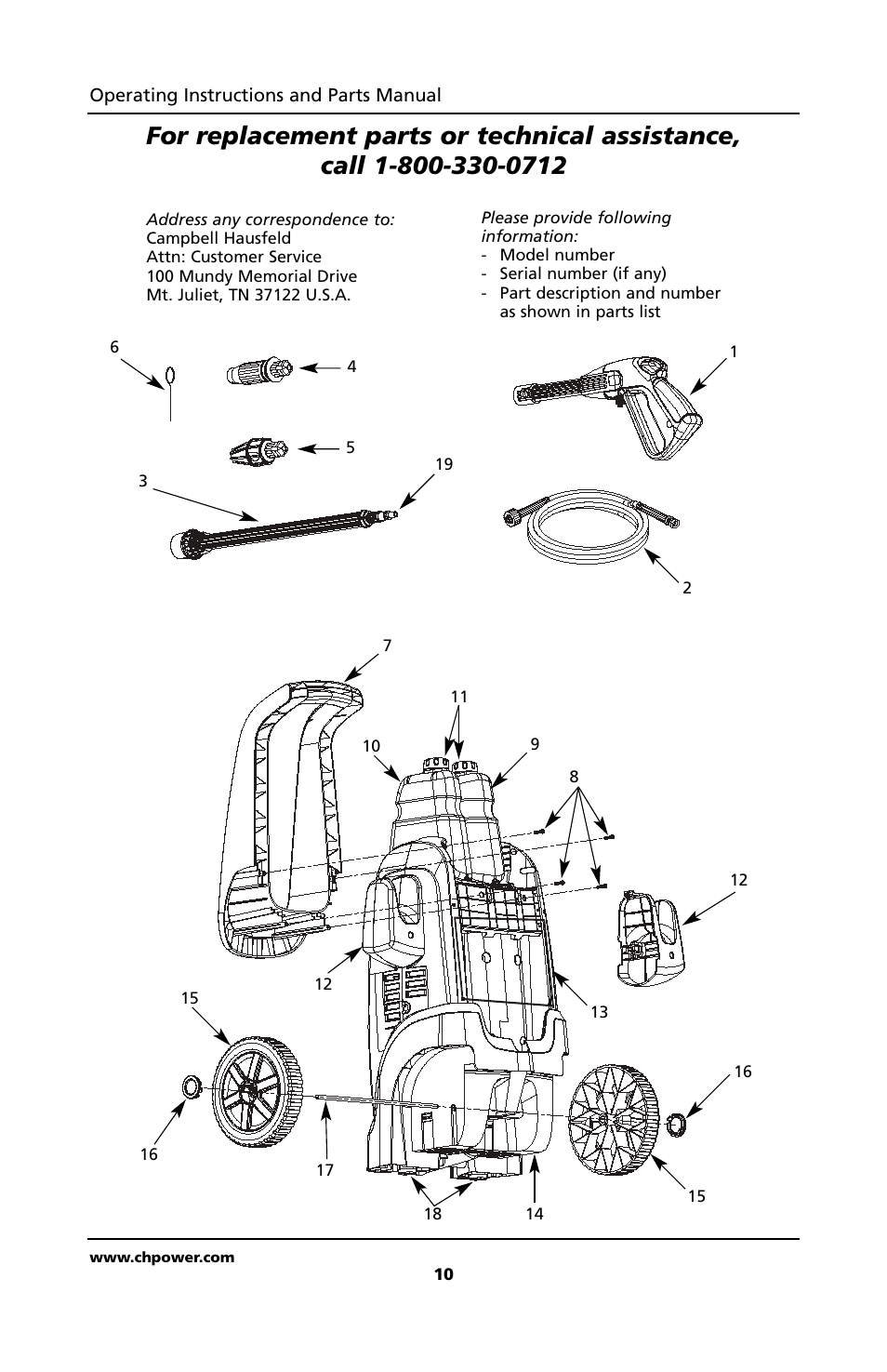 Campbell Hausfeld PW1810 User Manual | Page 10 / 48