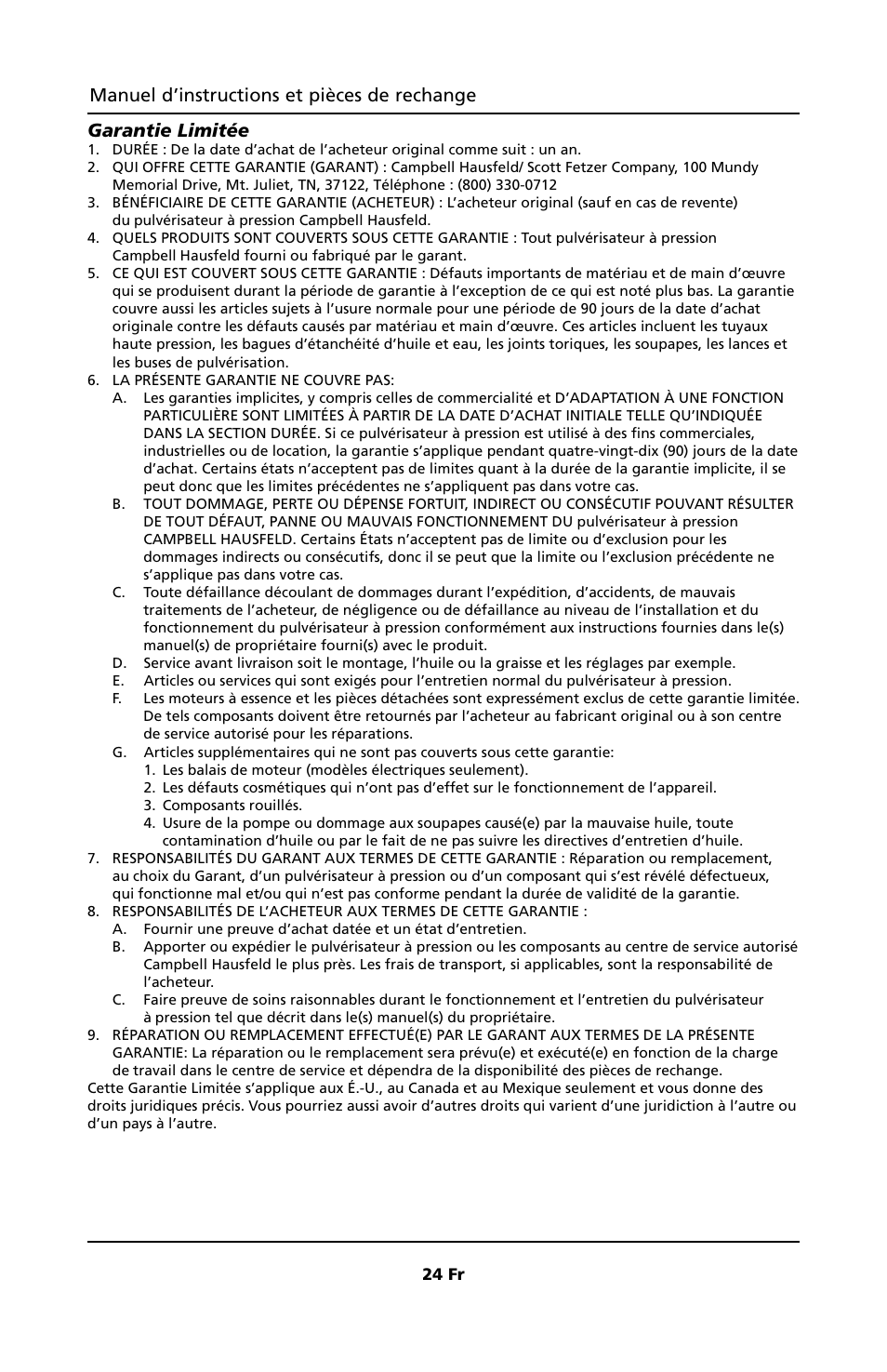 Campbell Hausfeld PW1810 User Manual | Page 24 / 48