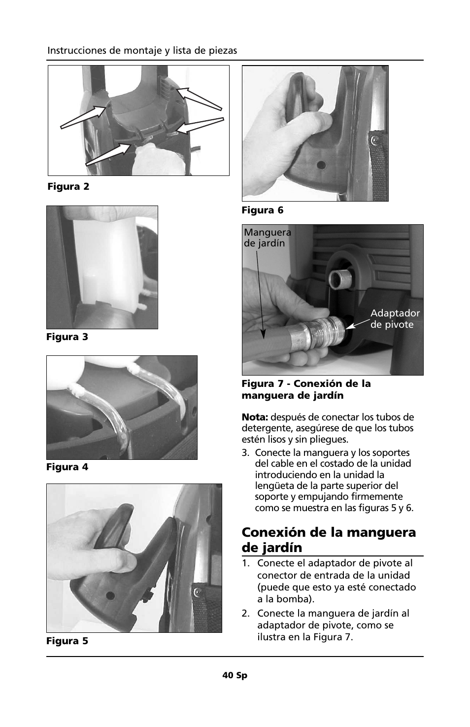 Conexión de la manguera de jardín | Campbell Hausfeld PW1810 User Manual | Page 40 / 48
