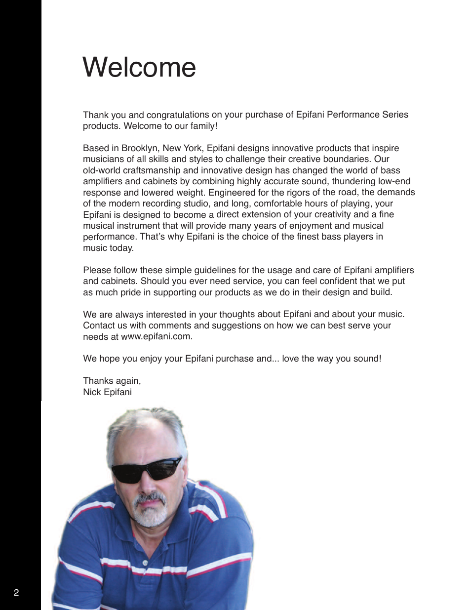 Welcome | Epifani PS Amplifiers and Cabinets User Manual | Page 2 / 16