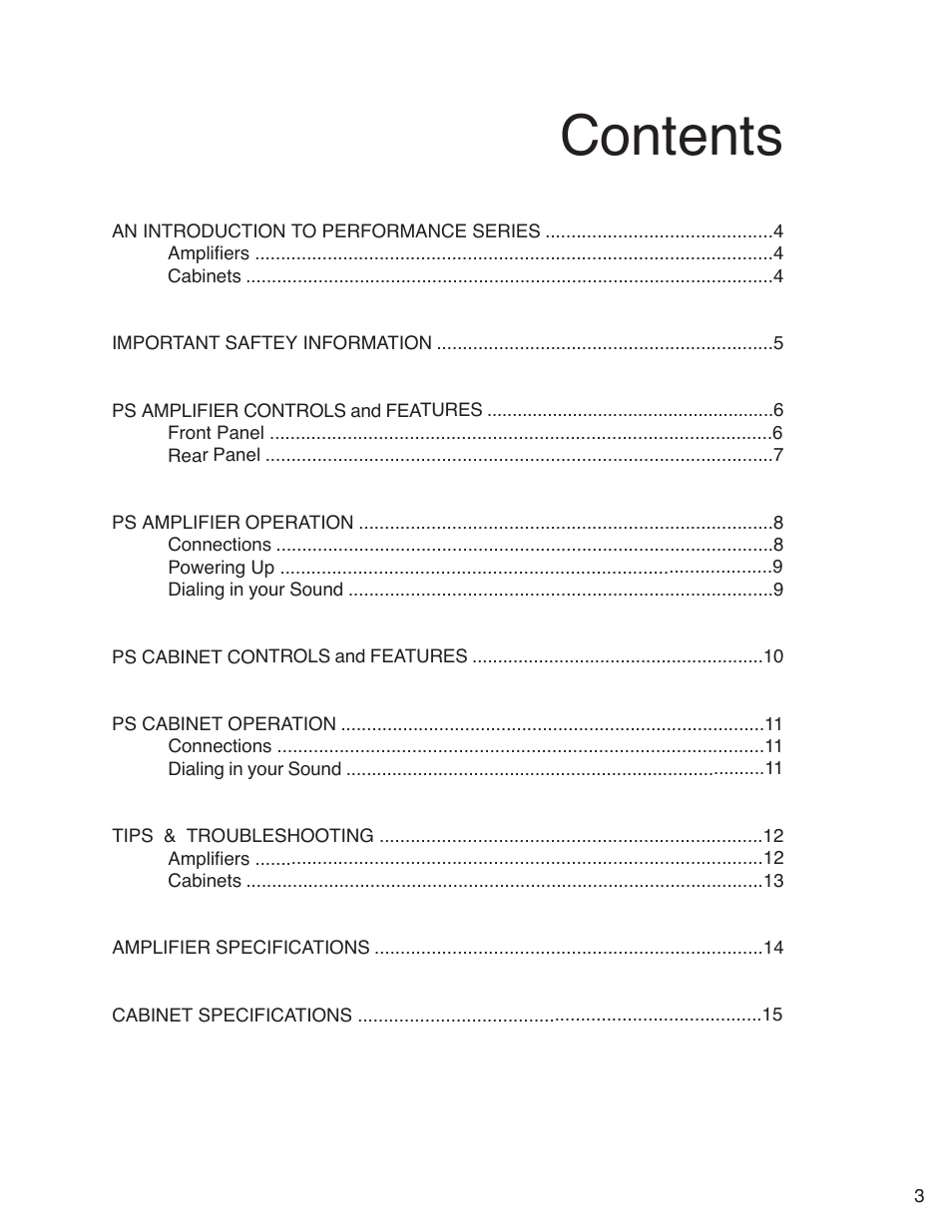 Epifani PS Amplifiers and Cabinets User Manual | Page 3 / 16