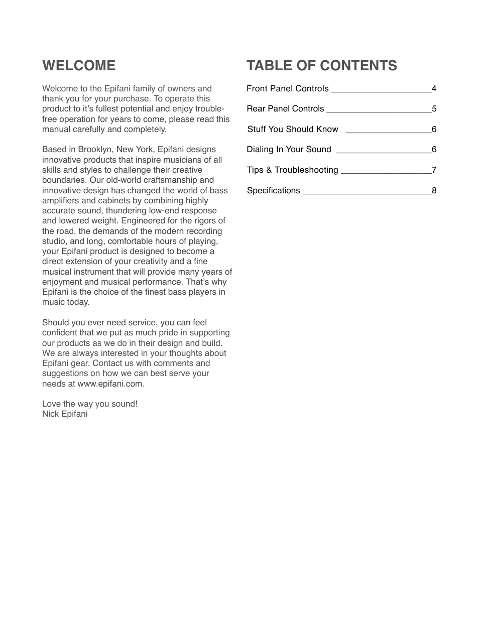 Epifani Piccolo 600 Amplifier User Manual | Page 3 / 8