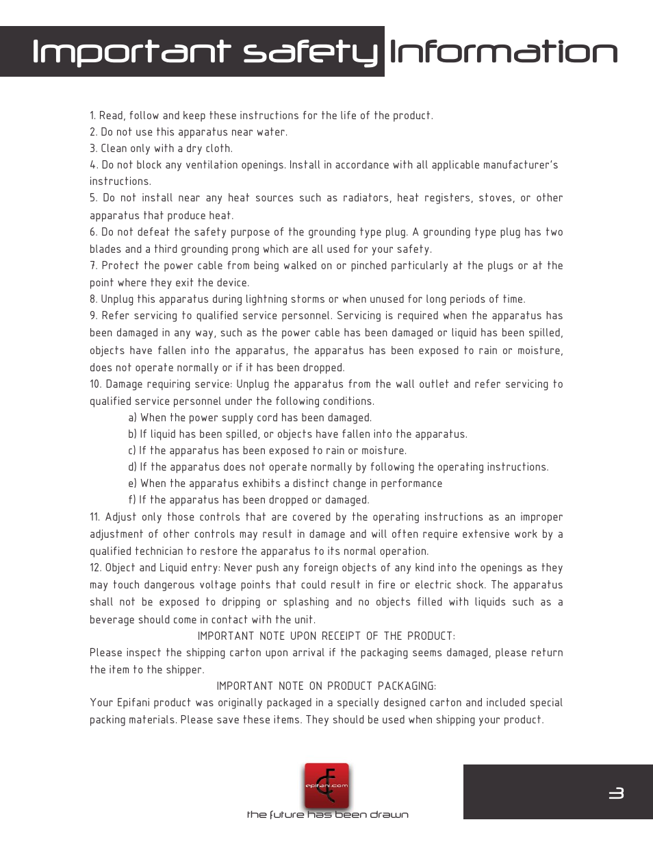 Important safety information | Epifani UL3 Cabinets User Manual | Page 3 / 8