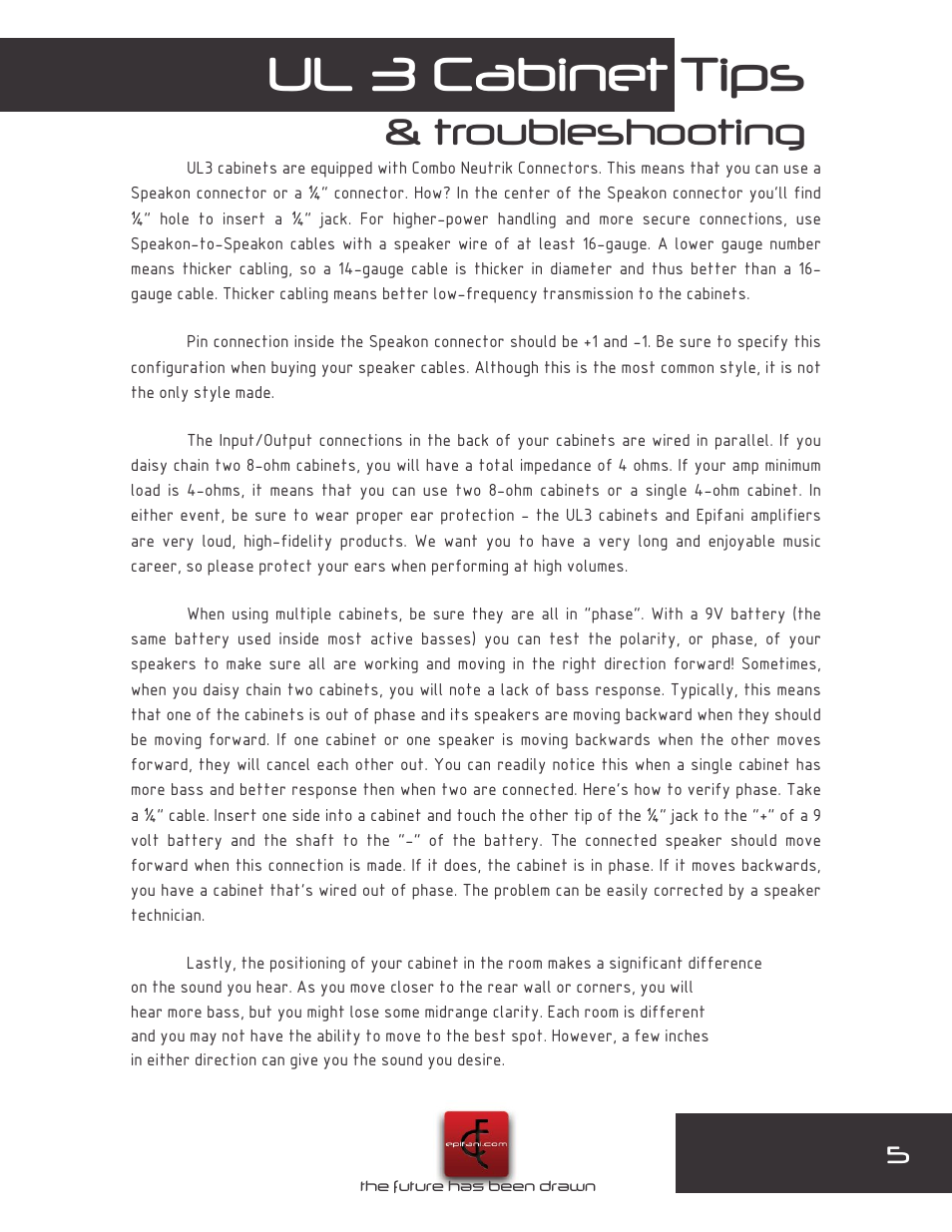 Ul 3 cabinet tips, Troubleshooting | Epifani UL3 Cabinets User Manual | Page 5 / 8