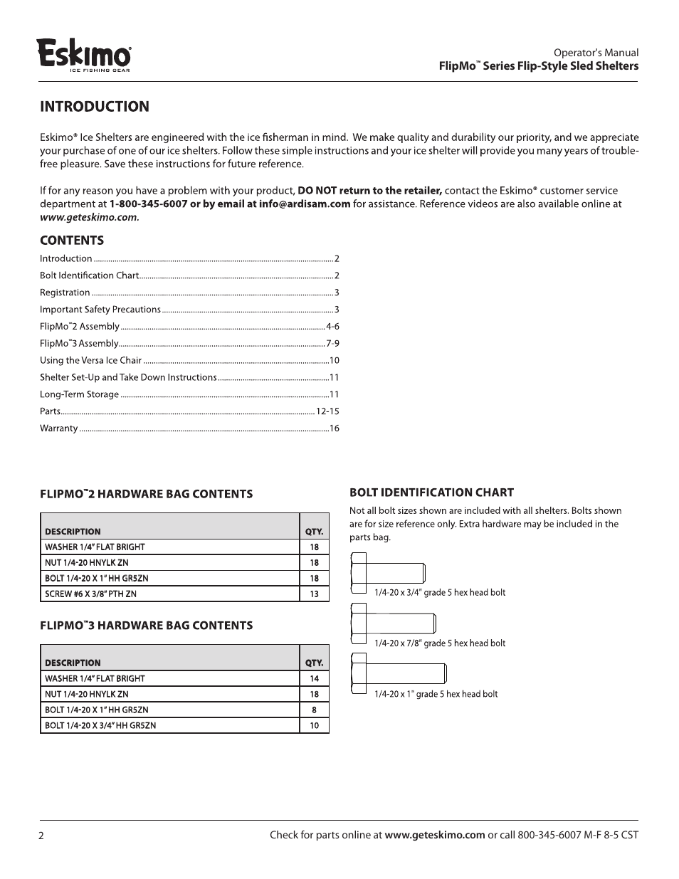 Flipmo, Series flip-style sled shelters | Eskimo 11427 User Manual | Page 2 / 16